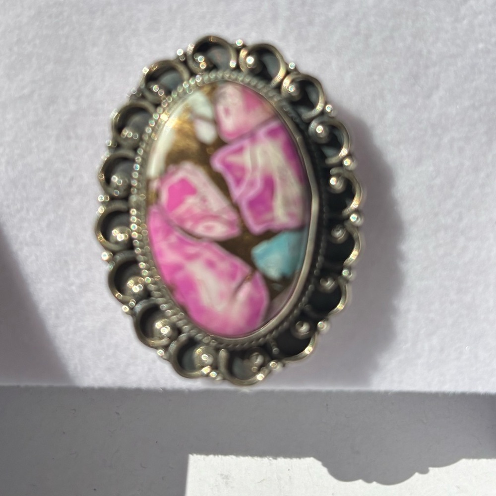 Cotton Candy Dahlia Turquoise And Sterling Silver Ring 7